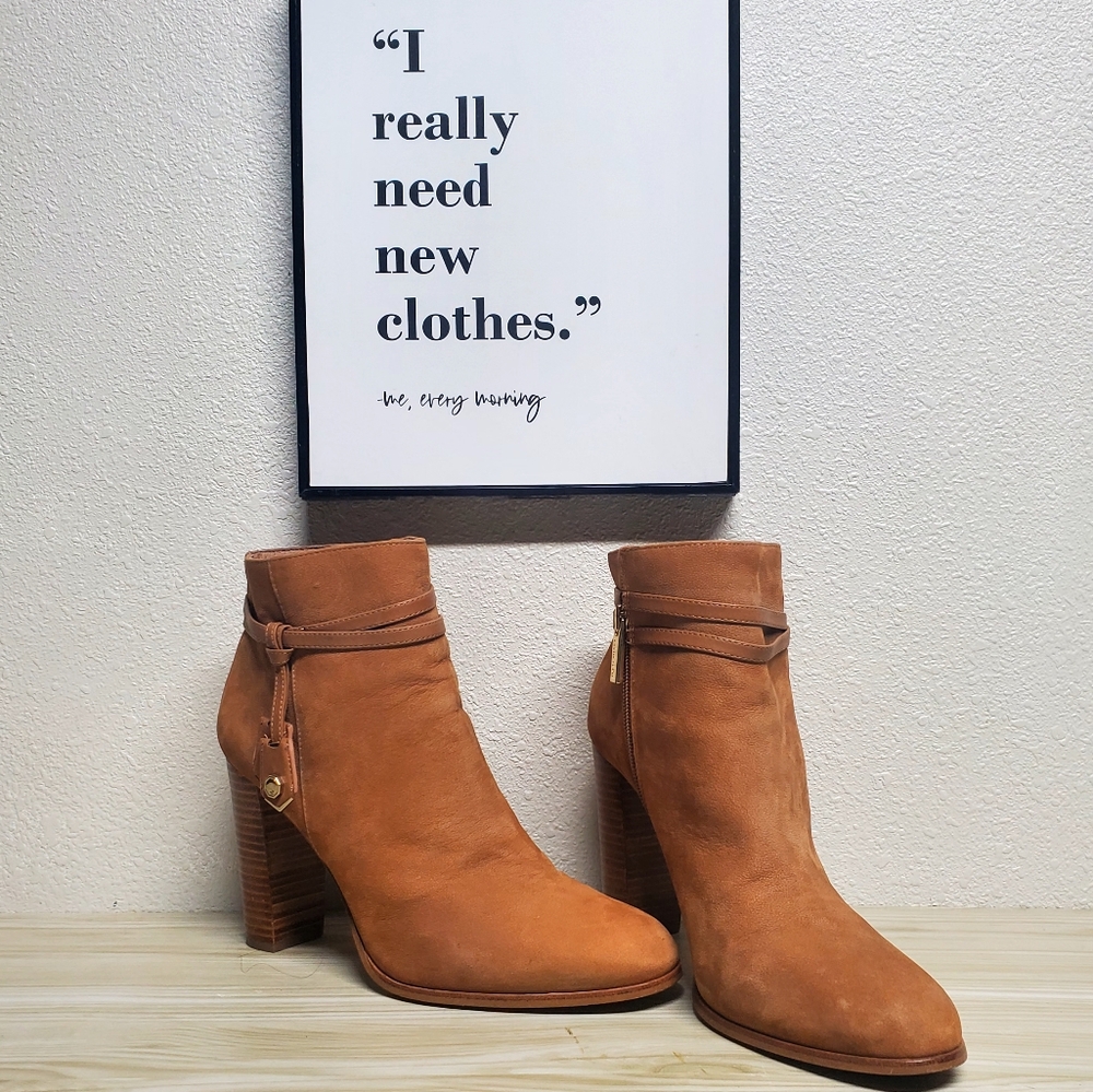 Louise et Cie Sydnee Chestnut Suede Block Heel Ankle Boots Size 10 40